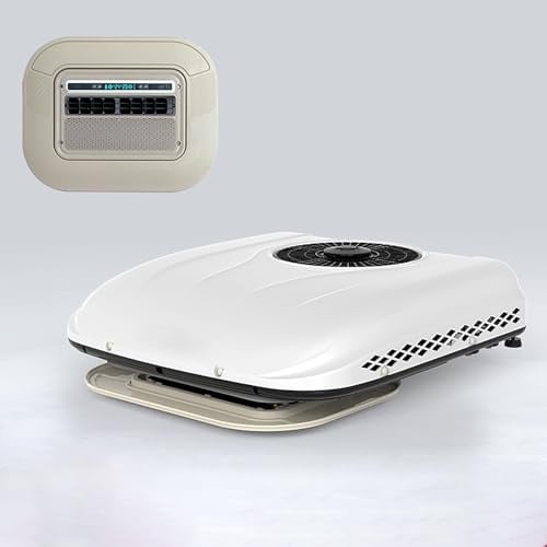 Gtzly Climatiseur Camping Car 12V, Climatiseur de Toit Ultra-Mince, Oscillation d'Air Automatique, Filtre Amovible, for VéHicules Tout-Terrain, Camionnettes, Camping-Cars, Camions(Bianco)