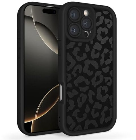 Newseego Case Compatible for iPhone 16 Pro Max, Aesthetic Leopard Print Styles Pattern Design Girls Women Phone Case Soft Slim TPU All-inclusive Lens Shockproof Cover for iPhone 16 Pro Max-Black