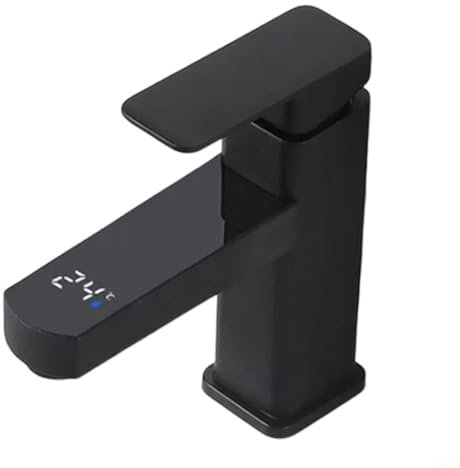 HEIBTENY Affichage Numérique LED, Robinet de Salle de Bain Intelligent Avec Affichage de la Température, Mitigeur Lavabo