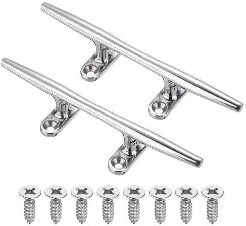 PATIKIL 6 Inch Boat Dock Cleats, 2 Pack 316 Stainless Steel Marine Open Base Dock Cleats Rope Cleat with Fasteners for Boat Deck Kayaks Nautical Decor Hook, Silver