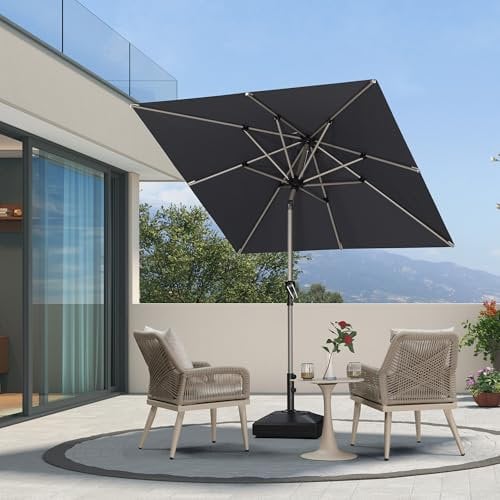 PURPLE LEAF Parasol Carré de Jardin Extérieur Inclinable 2 x 2 m avec Châssis en Aluminium Champagne, Toile UPF 50+ pour Jardin Terrasse Patio Piscine, Gris