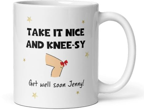 Confidently Quirky - Personalised Take It Nice And Knee-sy Mug, Funny Knee Operation Get Well Soon Gift, Knee Replacement Gift, Thinking Of You Knee Operation, Knee Injury
