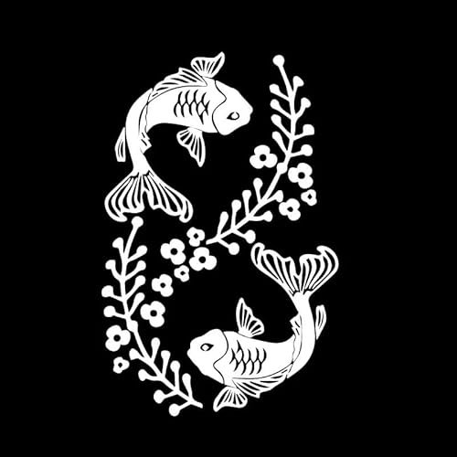 JIFENLI Autoaufkleber 18 cm * 11,7 cm Bringen Sie viel Glück zum Koi chinesischen Stil Aufkleber Auto, wenn Auto Aufkleber schwarz/silber