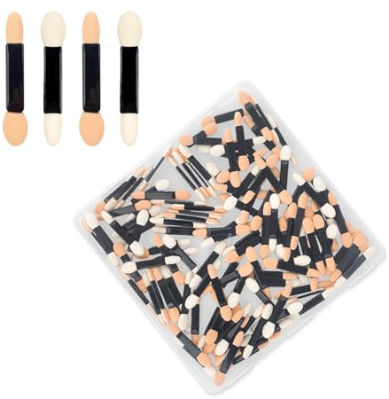 120PCS Eyeshadow Applicators with Organizer, Disposable Eyeshadow Sponge Brush Double-Sided, Multi-Purpose Makeup Tool