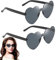 TPZORJX 2 Stück herzförmige Sonnenbrille, mehrfarbig, randlos, herzförmig, modisch, Herz, übergroße modische Sonnenbrille, Brillen für Damen, Schwarz