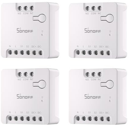 SONOFF Contatto Pulito MINI-D Interruttore Intelligente | WiFi 2.4G | 8W | Protocollo Matter compatibile con Alexa, Google Home, Home Assistant | Per porte di garage, controllo caldaia, ecc.4 pezzi
