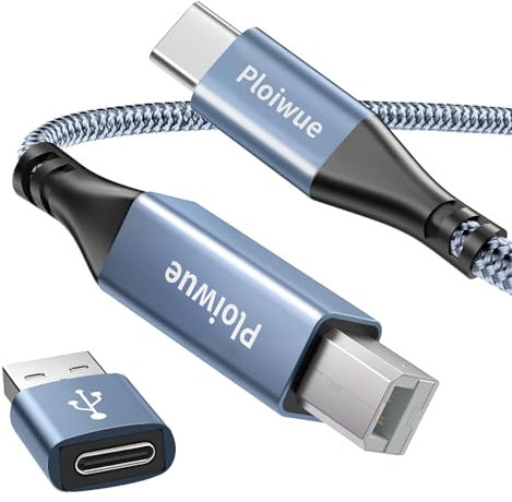 Printer Cable 3M USB A&USB C to USB-B 2.0 USB A to USB C Female Adapter for MacBook Pro, USB C MIDI Cable New Nylon Braided Never Rupture for Yamaha Casio Digital Piano