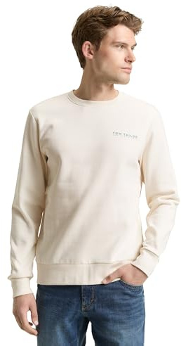 TOM TAILOR Herren 1048603 Sweatshirt Mit Rundhalsausschnitt, 10348 - Gardenia White, 3XL EU