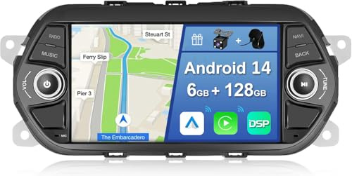 YUNTX [6GB+128GB] Android 14 Autoradio für FIAT Tipo Egea 2015-2017-[Integriertes CarPlay/Android Auto/DSP/GPS]-7 Zoll IPS Screen-DAB/Mirror Link/Bluetooth 5.0/360 Kamera