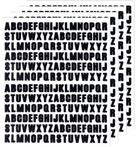 832 Pcs 0.5 Inch Small Letter Stickers,Self Adhesive Black Alphabet | for Scrapbook Notebook Files CDs Inventory Classification - 4 Sheets