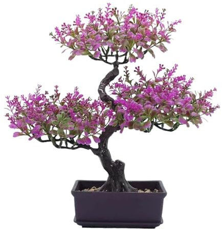 WSQHAO Künstlicher Bonsai Outdoor Table Decor Fake Potted Plants False Bonsai Plastic Office Artificial Plants Bonsai Small Tree(Rose)