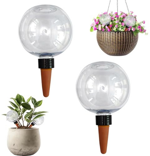 Plant Watering Globes, Vacation Plant Waterer, 2 Pack 500 ML Self Watering Devices for Outdoor Plants, Slow Release Water Drip Feeders for Indoor Outdoor Use, Easy to Fill and Insert