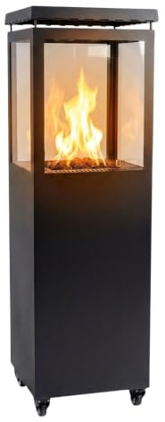 HEAT Outdoor Living Gaskamin für Terrasse Utevarme – Terrassenofen 6,5 kW - 40 x 28 x 132 cm - Stahl - Stilvoller Gas-Terrassenheizstrahler (Schwarz)