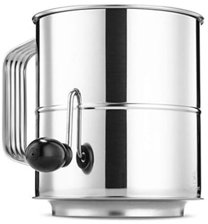 Flour Sifter, 8 Cup Flour Sifter for Baking Fine Mesh Rotary Hand Crank Sifters Stainless Steel with Loop Agitator for Quick Sifting, Flours Duster(COLOR:Silver)