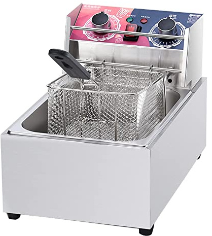 HPTHLY Freidora Profesional De 10L Y 2500W, Freidora Eléctrica Comercial De Acero Inoxidable con Cesta para Freír Y Temporizador De 60 Minutos para Cocinar Alimentos Y