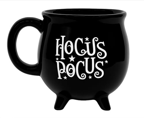 Hocus Pocus Witches Cauldron Mug - 16oz Novelty Ceramic Coffee Tea Cold Drinks Cup for Halloween, Funny Gift for Her Christmas, Birthday, Coworkers, Secret Santa | Witch Theme Home Decor & Collectible