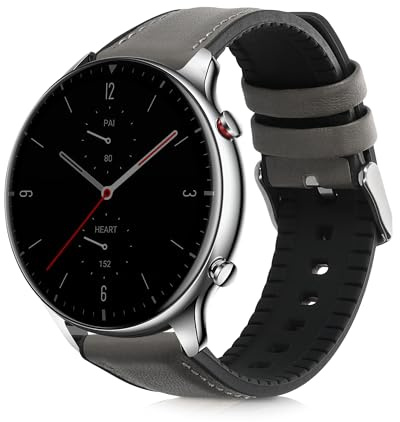 kwmobile Leder Uhrenarmband für Huami Amzfit GTR (47mm) / GTR 2 / GTR 3 / GTR 4 Armband - Ersatzarmband für Fitnesstracker mit Uhrenverschluss - Wechselarmband Smartwatch