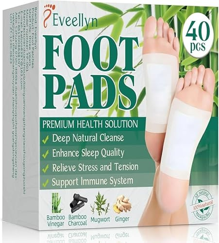 Detox Foot Pads, Foot Detox Pads to Remove Toxins,Bamboo Charcoal & Organic Foot Patches for Deep Cleansing, Stress Relief, Nighttime Renewal, Sleep Aid & Enhanced Blood Circulation (One Size)