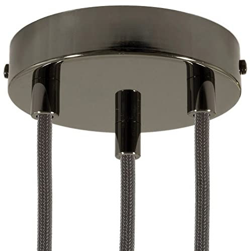 creative cables - Zylindrischer 3-Loch-Lampenbaldachin Kit aus Metall - Zylindrisch, Schwarz Perle