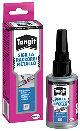 Tangit Sellador de acordes de metal, sellador anaeróbico, sustituye al cáñamo y PTFE, ideal para sellar roscas de gas y tuberías de gas (aprobado DVGW), alta resistencia, tubo de 50 ml
