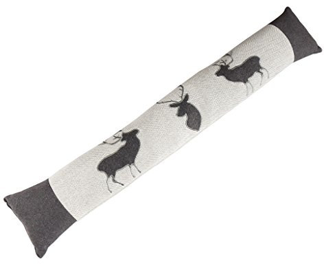 Grey Stag Embroidered Fabric Door Draught Excluder Cushion Christmas Home Accessory Gift