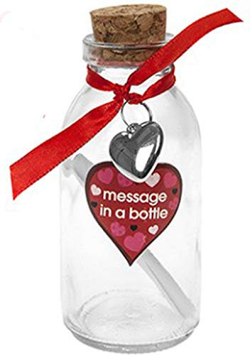Large size Message in a Bottle, Valentines Message in a Bottle with removable Cork and Heart Decal (one)