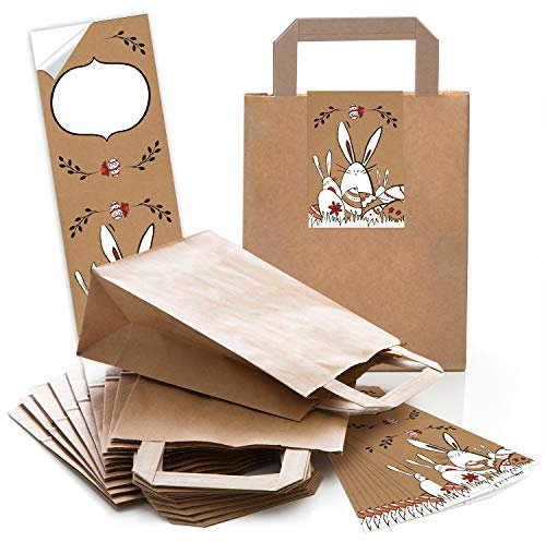 Logbuch-Verlag 10 braune Ostern Geschenktaschen zum Befüllen 18 x 8 x 22 cm Ostergeschenk Verpackung