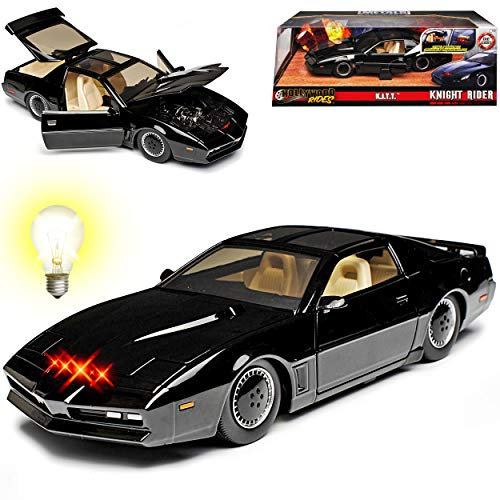 Pontiac Firebird Knight Rider KITT Mit Licht 1/24 Jada Modell Auto mit individiuellem Wunschkennzeichen