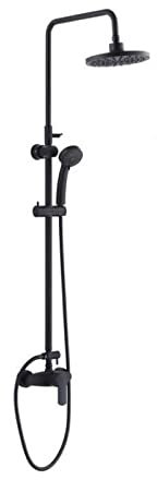 Edouard Rousseau Combidouche Shenti, Colonne de Douche Shenti 3 Jets, Tête de Douche Orientable, Bras Télescopique Rotatif Flexible 1,50 m, Noir