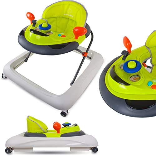 Kinderfahrzeug Lernrad Lauflernhilfe Spielcenter Gehfrei Gehhilfe Baby Walker Babyschaukel (Grün)