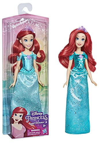 Disney Prinzessinnen Schimmerglanz Arielle Puppe, Modepuppe mit Rock und Accessoires, Spielzeug für Kinder ab 3 Jahren