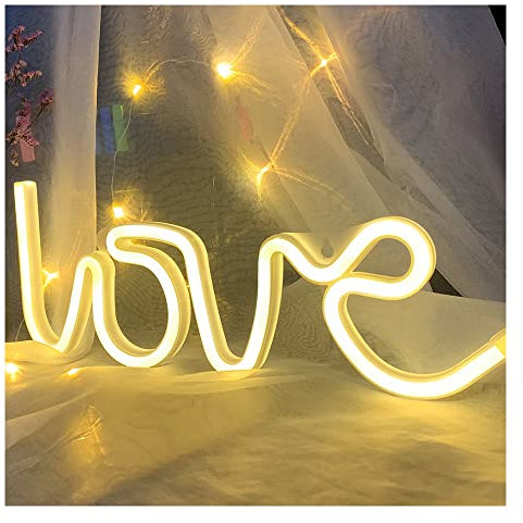 ENUOLI Love Neon Lights for Wall Love Neon Signs USB/Battery Operated Neon Light Signs for Bedroom Wall Neon Signs Warm White Night Light Light up Your Bedroom Party