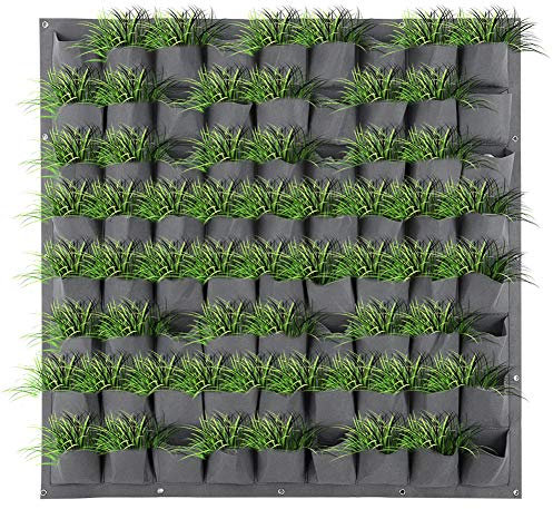 Jardineras verticales colgantes bolsa de cultivo de plantas de interior al aire libre 72 bolsillos jardín colgante maceta de flores verticales bolsas de cultivo de plantas balcón gris jardín patio