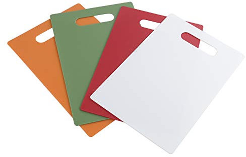 Xowine Tablas de cortar de plástico de colores, tabla de cortar de cocina, juego de 4