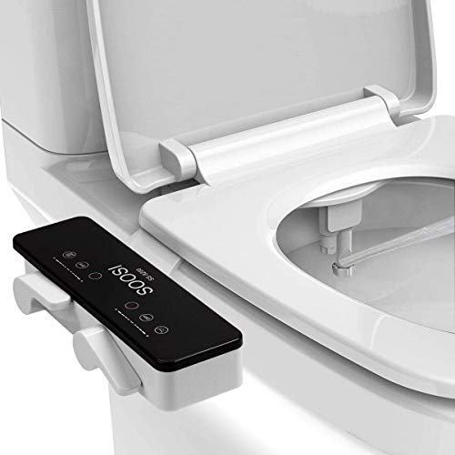 Soosi Bidet für Toilette, ultradünn, selbstreinigend, Doppeldüse, Heiß- und Kaltwasser, Bidet-Aufsatz vorne und hinten, für Toiletten-Bidet, WC-Aufsatz – einstellbarer Wasserdruck und Temperatur