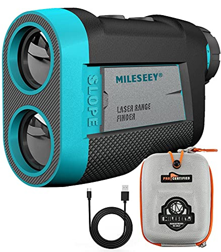 MiLESEEY Wiederaufladbarer Golf Entfernungsmesser Jagd mit Slope On/Off Schalter, Magnetischer Laser Entfernungsmesser Golf 600M Flag Lock Vibration für Golfwagen, ±0,5M Genauigkeit
