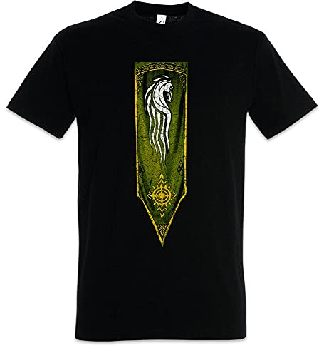 kongqi Horse Banner I T-Shirt Lord Riders of Rohan The Eomer Riders Rings Flag Symbol Black