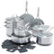 GreenPan Venice Pro Tri-Ply Stainless Steel Healthy Ceramic Nonstick 13 Piece Cookware Pots and Pans Set, PFAS-Free, Multi Clad, Induction, Dishwasher Safe, Oven Safe, Silver