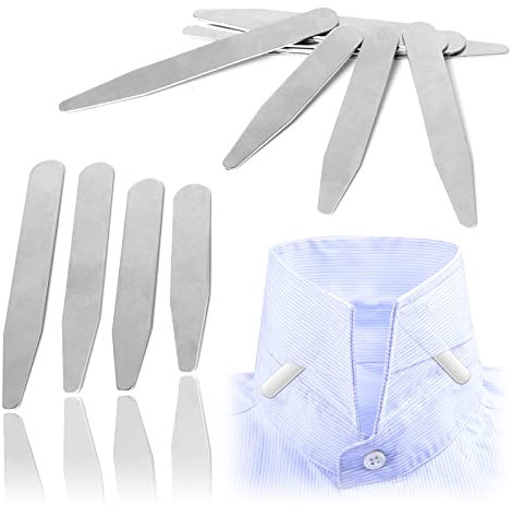 12 Pcs Kragenstäbchen Edelstahl Kragen Stäbchen Metall Kragenstäbchen Collar Stays für meisten Revershemden(7,6 * 0,9cm, 7 * 0,9cm, 6,3 * 0,9cm, 5,6 * 0,9cm)