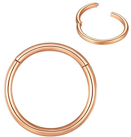 BLESSMYLOVE 0.8mm 8mm Roségold Nasenring Hoop 316L Chirurgenstahl Knorpelohrring Septum Clicker Ring Edelstahl Klappbarer Segmentring Lippenring Conch Daith Helix Rook Tragus Body Piercing Schmuck