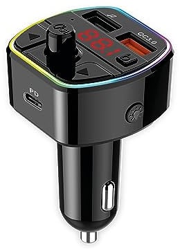 Technaxx FM Bluetooth Transmitter FMT1600BT für Autos, Radioadapter mit 2 USB-Anschlüssen, Freisprechen, Autospannungsanzeige, RGB-Farblichtmodus, Unterstützung für Sprachassistenten