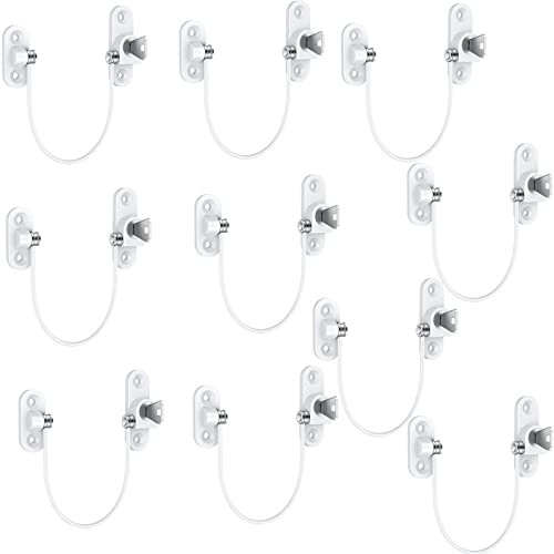 HOMGEN Window Restrictors 10 Pack Reliable Window Locks for Cats 18.5CM/7.3Inch Wire Long Lockable Window Restrictor with Screws &Keys Baby Security Window Locks for UPVC Window