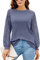 DEARCASE Camicia Donna a Manica Lunghe Top Casual Magliette Donna Camicia Eleganti Scollo a V Pizzo Manica Bluse T Shirt Tops, Azzurro S