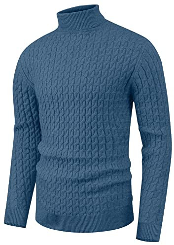Sailwind Jumpers for Men UK Mens Turtleneck Sweater Casual Ribbed Slim Fit Knitted Tops Long Sleeve Basic Winter Warm Pullover (VG Blue, M)