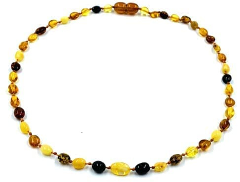 Collana di ambra baltica naturale 33-34 cm annodata tra perline d'ambra lucidate