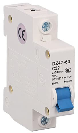 Disjoncteur Miniature, DZ47-63 AC 400V Disjoncteur à Courant Résiduel Disjoncteur à Montage sur Rail Din Protecteur de Court-Circuit (1P-32A)