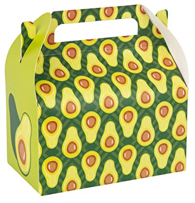 Hammont Fiesta Party-Dekorationsbox – 10 Stück – Avocado-Themen-Giebelboxen, Taco-Party-Dekoration für Geburtstag, mexikanische Feiertage, Keksbox zum Verschenken, Babyparty-Partygeschenke – 16,25 x