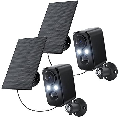 IHOXTX Überwachungskameras Aussen Akku mit Solarpanel, Kamera Überwachung Aussen WLAN mit Bunte Nachtsicht, PIR Bewegungserkennung, 2-Wege-Audio (schwarz-2)