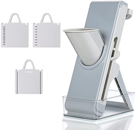 GOOBIX Safe Mandoline Slicer, Slicer 4 in 1 Gemüseschneider, Streifen Julienne Dicer Einstellbare Dicke für Kitench Fast Meal Prep,A