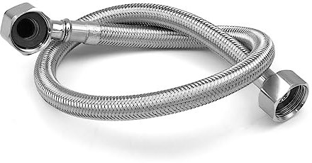 Xcel Home WRAS Approved Elbow 1/2 (90°) x 1/2 BSP x 500mm Flexible Pipe Connector | Flexi 304 Stainless Steel Braided Hose for Boilers Bathroom & Kitchen | 2 Sizes - Single Pipe | Plumbing Solution